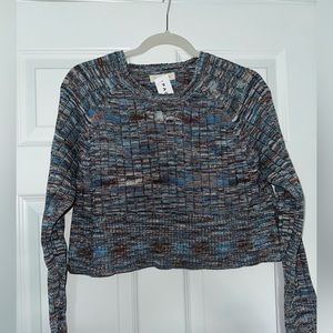 PAC Sun LA Hearts cropped sweater (blue, brown, white) (size Small)